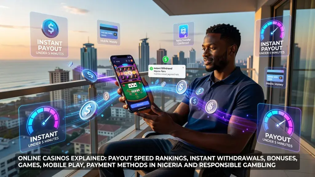 Online Casinos Explained: Payout Speed Rankings, Instant Withdrawals, Bonuses, Games, Mobile Play, Payment Methods in Nigeria and Responsible Gambling