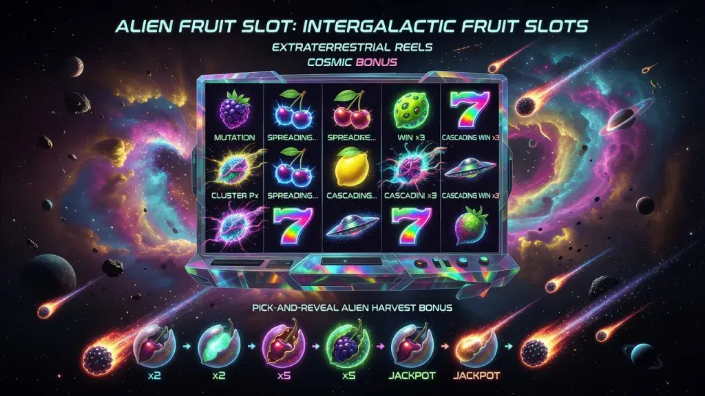 Alien Fruit Slot: Intergalactic Fruit Slots, Extraterrestrial Reels, Cosmic Bonus and Alien Fruits Gameplay