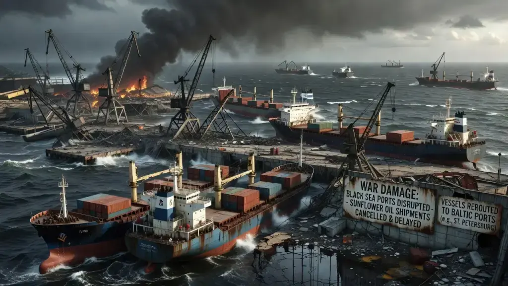 War Damage at Black Sea Ports Disrupts India's Sunflower Oil Supply